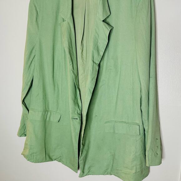 THAKOON COLLECTIVE Green Oversized Linen Blazer Size 12 - Picture 6 of 14